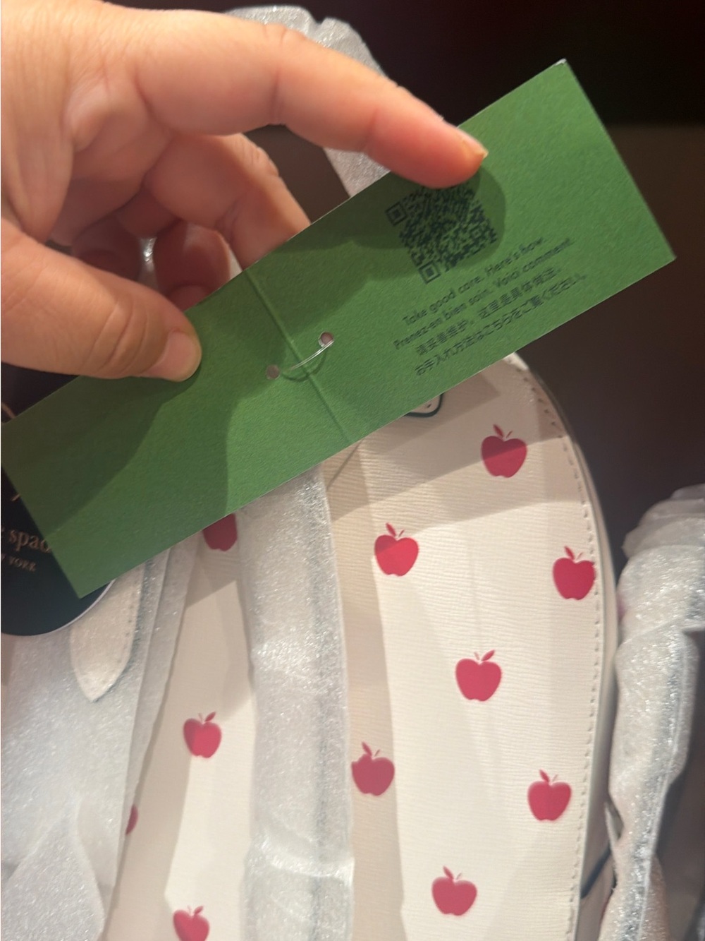 kate spade White Mini Backpack with Red Apple Motif